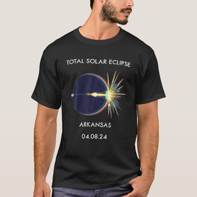 Eclipse Flare 04.08.24 Totalt Solar Eclipse Arkans T Shirt (Framsida)