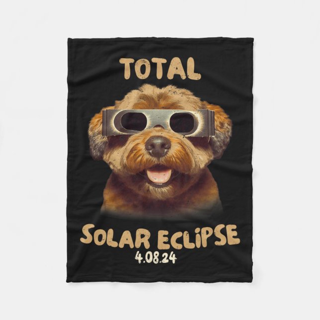 Eclipse Hund med solfångarglasögon Fleecefilt (Framsidan)