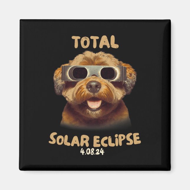 Eclipse Hund med solfångarglasögon Magnet (Framsidan)