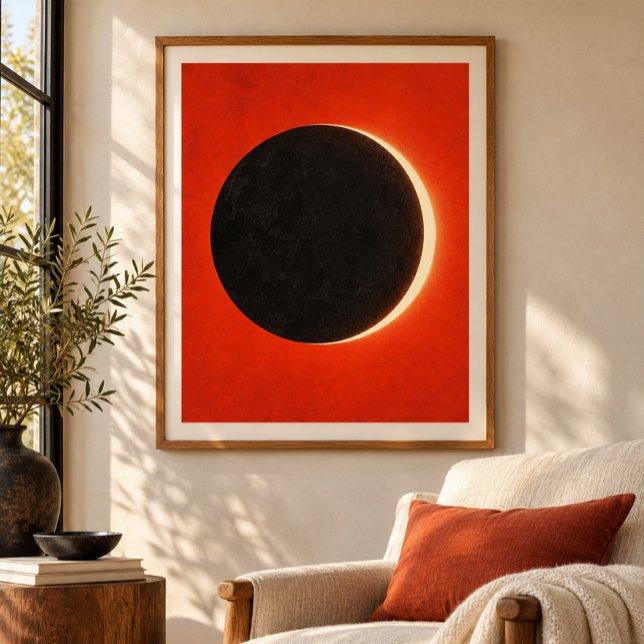 Eclipse i Vermilion konsttryck Poster (Styled display of Eclipse in Vermilion Art Print. Frame, mat and furnishings shown for illustration; select framing options separately.)