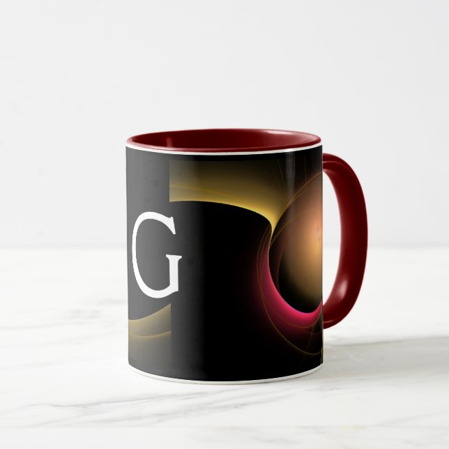 ECLIPSE MONOGRAM Rosa Gult Black Fractalers Mugg (Framsida höger)