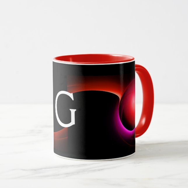 ECLIPSE MONOGRAM Rosa Red Black Fractalers Mugg (Framsida höger)