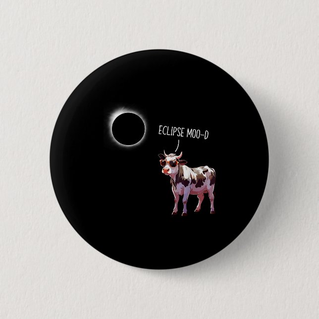 Eclipse Moo-d Rolig Ko Solarförmörkelse Bonde Cowb Knapp (Framsida)