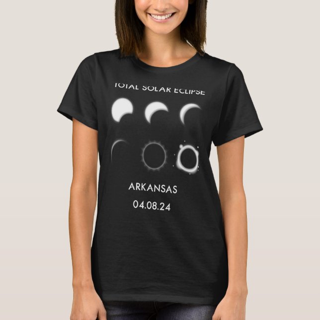 Eclipse Phases 04 08 24 Total Solar Eclipse ArBalk T Shirt (Framsida)