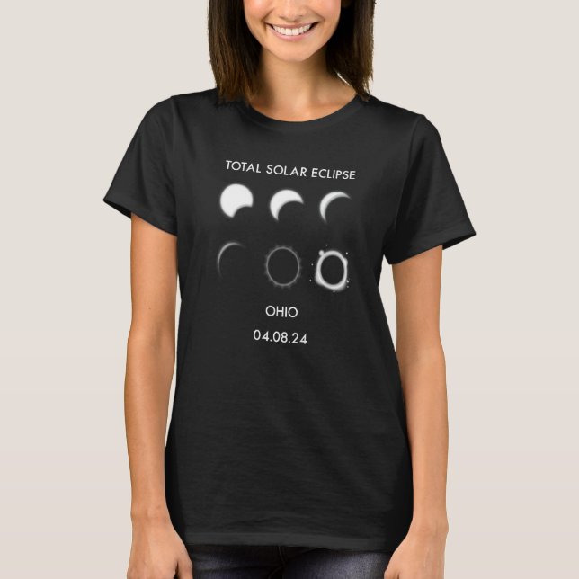 Eclipse Phases 04 08 24 Total Solar Eclipse Ohio 2 T Shirt (Framsida)