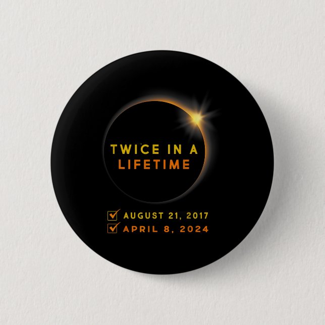 Eclipse Shirt två gånger under 2024 Solar Eclipse Knapp (Framsida)