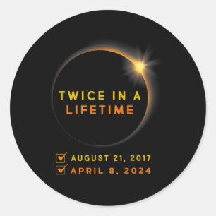 Eclipse Shirt två gånger under 2024 Solar Eclipse Runt Klistermärke