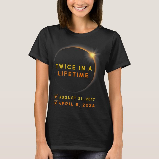 Eclipse Shirt två gånger under 2024 Solar Eclipse T (Framsida)