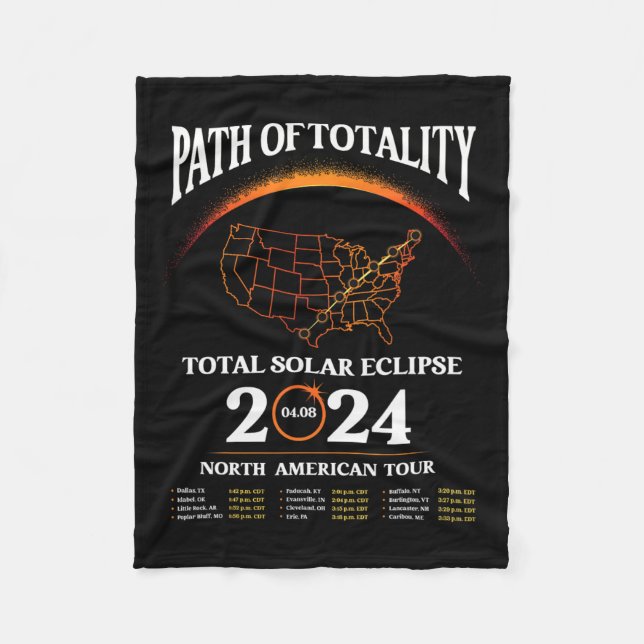 Eclipse Väg of Totality Solar Eclipse April 8 202 Fleecefilt (Framsidan)