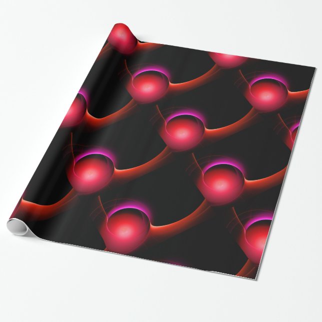 ECLIPSE Vibrant svart röd rosa Presentpapper (Utrullad)