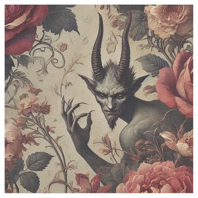 Eclipsed Grace - Gothic Victorian Påstående Tile Tyg (Närbild)