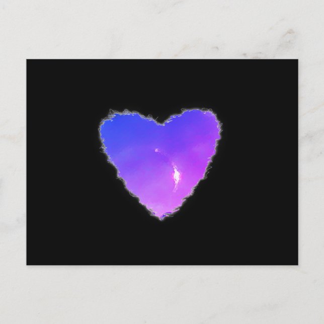 Eclipsed Heart in Clouds Valentine Kärlek Helg Vykort (Framsida)