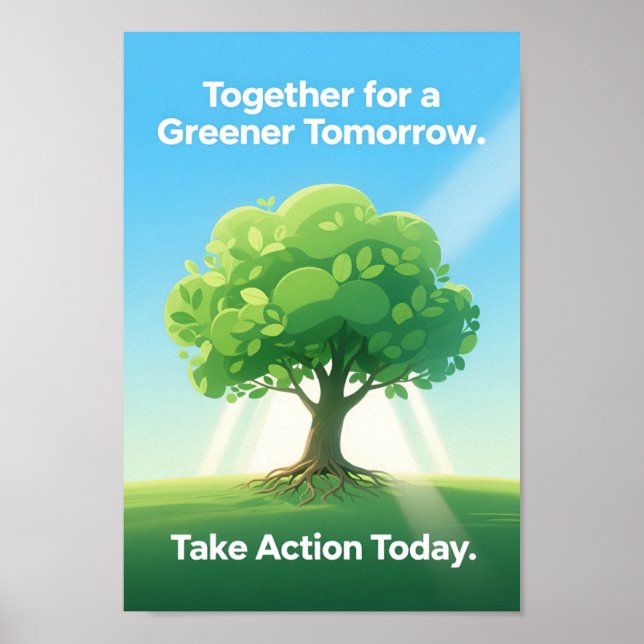 Eco Awareness Tree Illustration Green Earth Poster (Framsidan)
