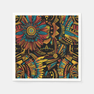 Eco-Chic Cyan "Aztec Dream" Beverage Cocktail Napk Pappersservett