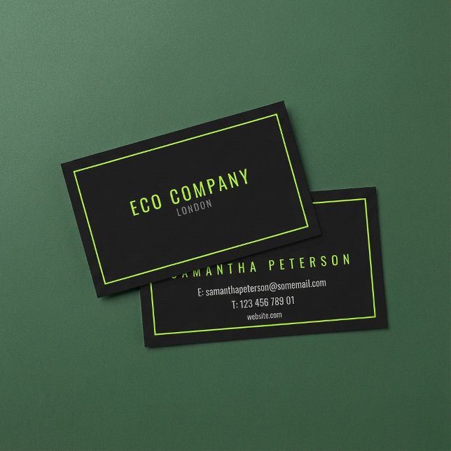Eco-company/ services, grönt gräns visitkort (Eco company/gardening services, green border business card.)