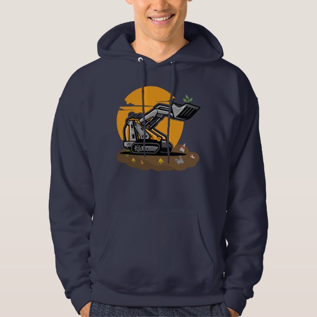 Eco Excavator Planting Greenery in Sopor Cleanup Hoodie (Framsida)