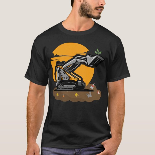 Eco Excavator Planting Greenery in Sopor Cleanup T Shirt (Framsida)