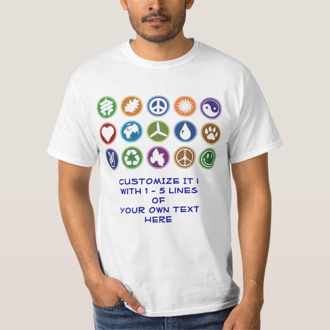 Eco & fredsymboler t shirt (Framsida)