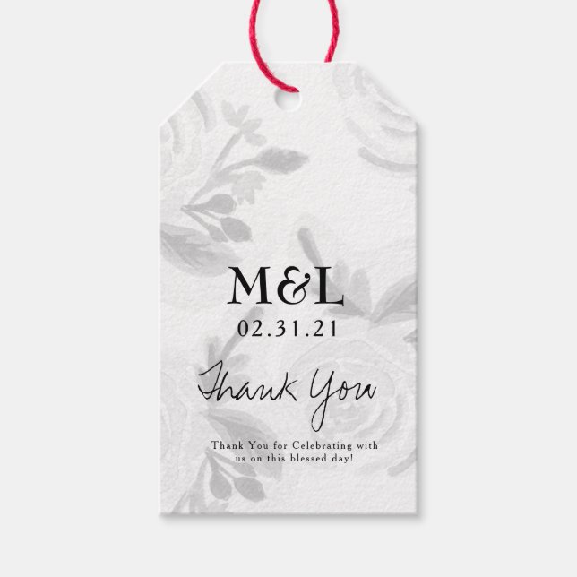 Eco Friendly Bröllop Watercolor Ro Shadows Presentetikett (Framsidan)