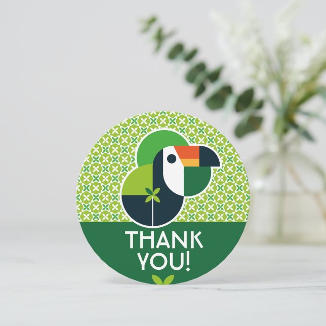 Eco Friendly Geometric Toucan Nature Inspired Tack Kort (Stående Fram)