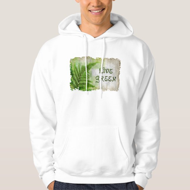Eco Friendly "Live Grönt" Art-älskare Hoodie (Framsida)