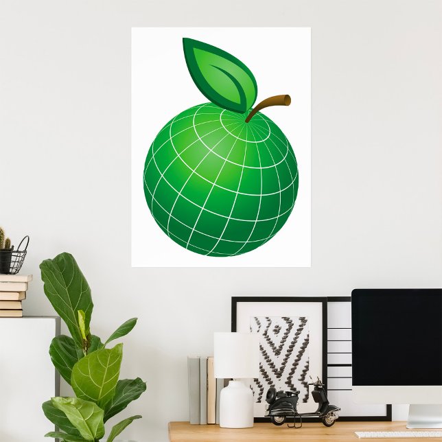 Eco Globe Fruit Grönt Earth Löv Sphere Poster (Skapare uppladdad)