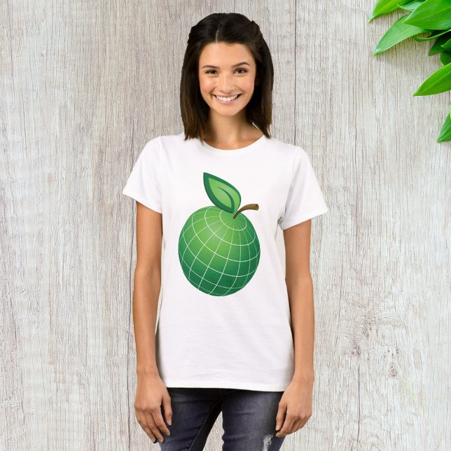 Eco Globe Fruit Grönt Earth Löv Sphere T Shirt (Skapare uppladdad)