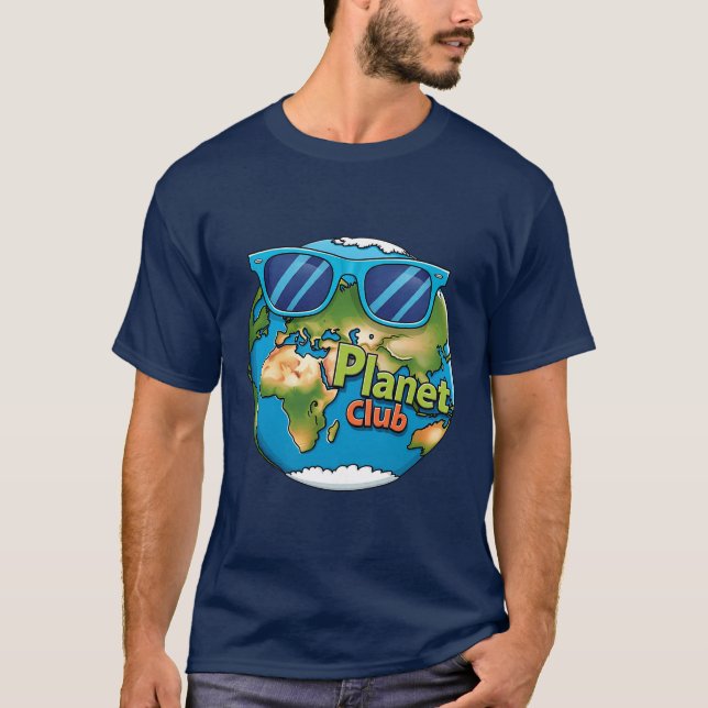 Eco Graphic Navy Tee Cool Globe Design (Framsida)