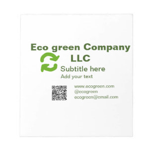Eco grönt company namn q r code webbplats e-postda anteckningsblock