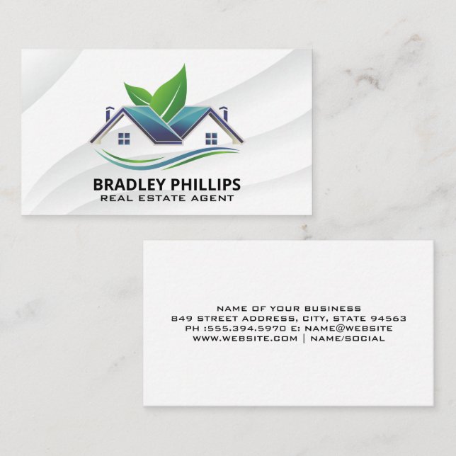 Eco Home | Real Gods Egendom Logotyp Visitkort (Fram/baksida)