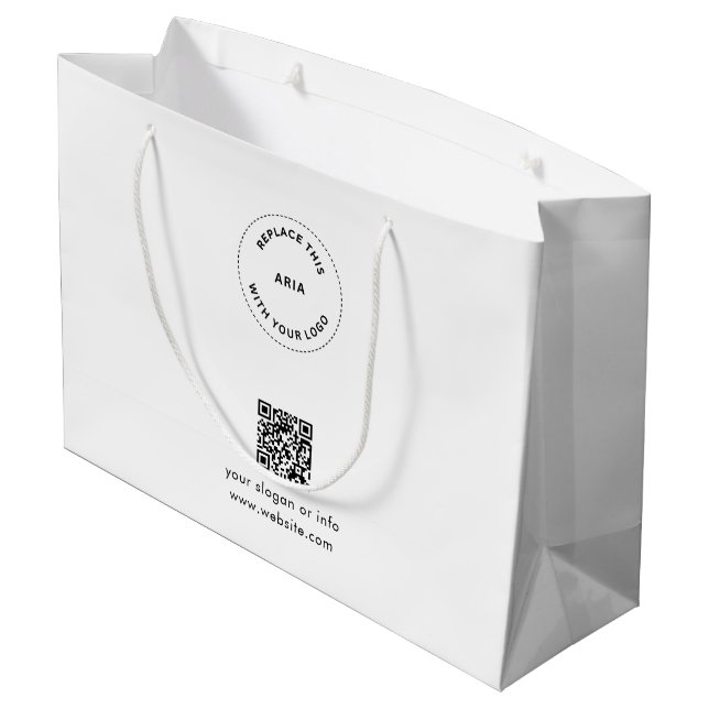 Eco Kraft Anpassad Logo & QR Presentpåse för Föret (Baksidan Vinklad)