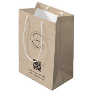 Eco Kraft Anpassad Logo & QR Presentpåse för Föret