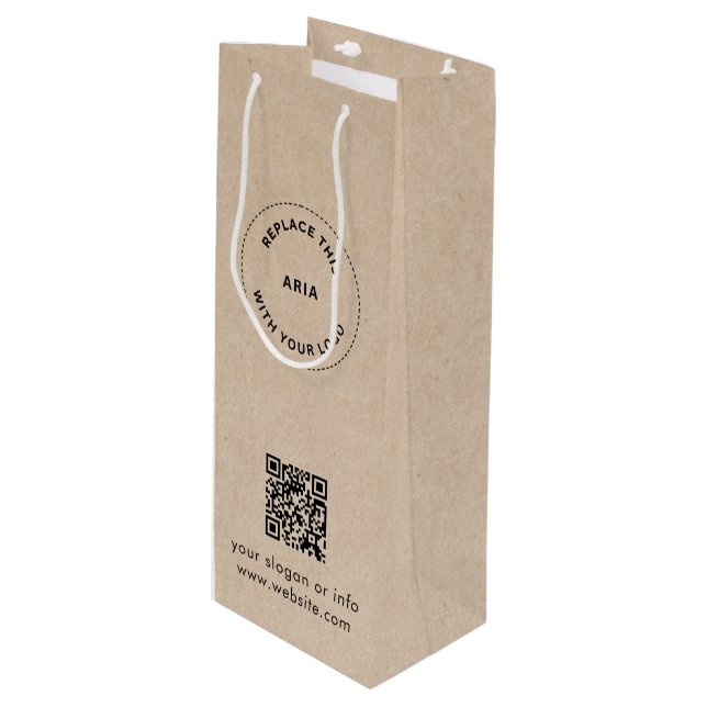 Eco Kraft Anpassad Logo & QR Presentpåse för Föret (Framsidan Vinklad)