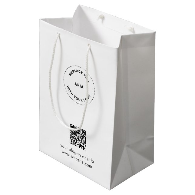Eco Kraft Anpassad Logo & QR Presentpåse för Föret (Framsidan Vinklad)