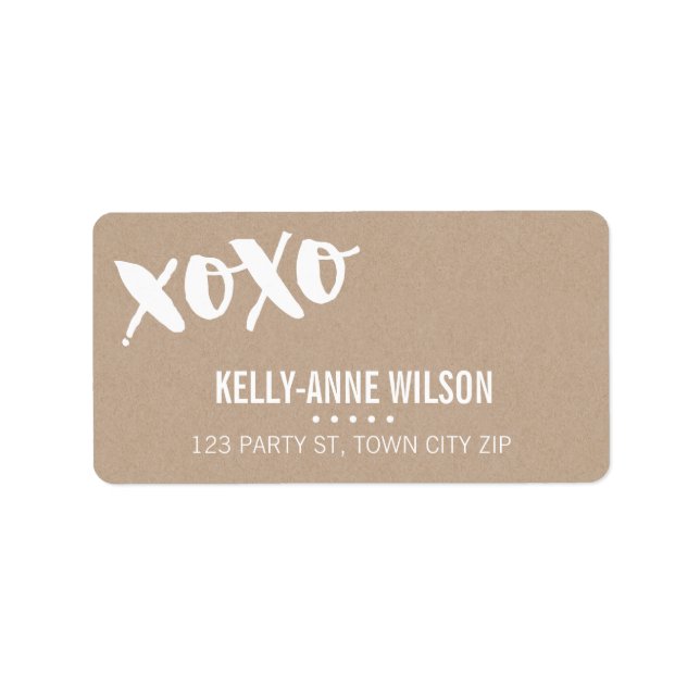 ECO KRAFT LOOK söt penseltyp xoxvit Adressetikett (Framsidan)