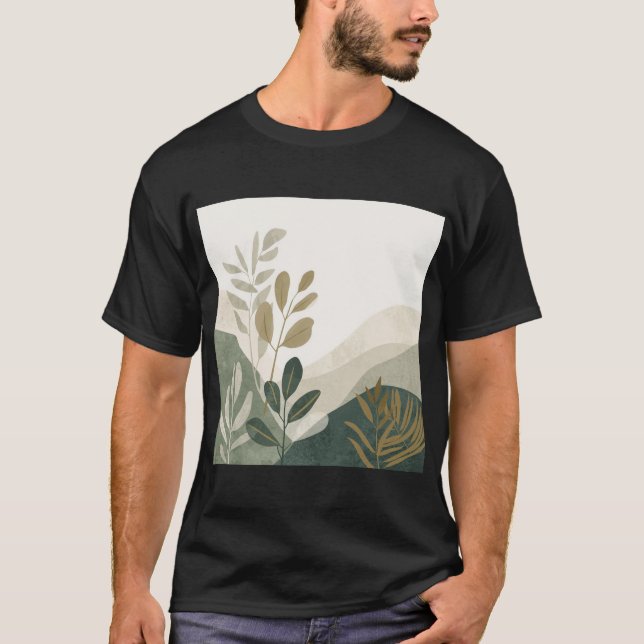Eco Minimalist Nature Art Men's Tshirt T Shirt (Framsida)