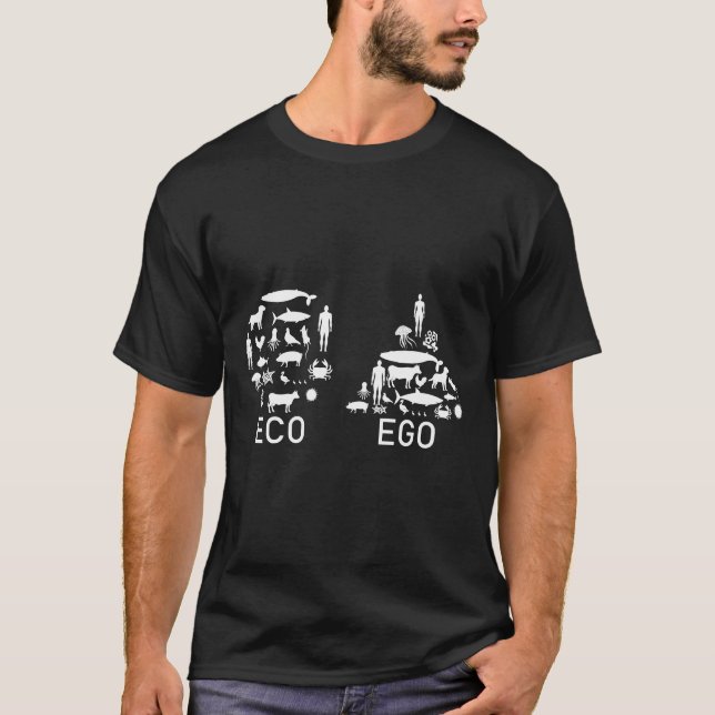 Eco Not Ego Animal Höger Vegan for Vegans T Shirt (Framsida)