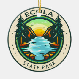 Ecola State Park Oregon Badge Julgransprydnad Keramik