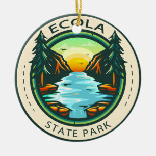 Ecola State Park Oregon Badge Julgransprydnad Keramik