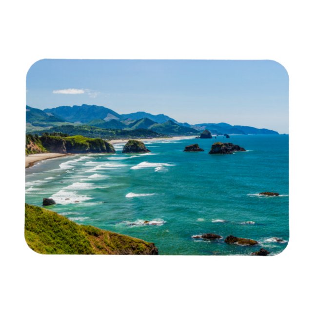 Ecola State Park, Oregon. Panorama av Crescent Magnet (Horisontell)