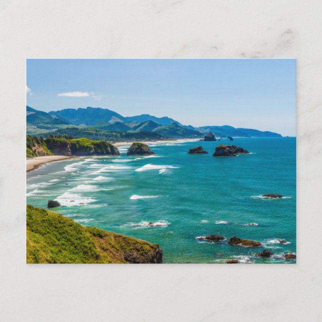 Ecola State Park, Oregon. Panorama av Crescent Vykort (Framsida)