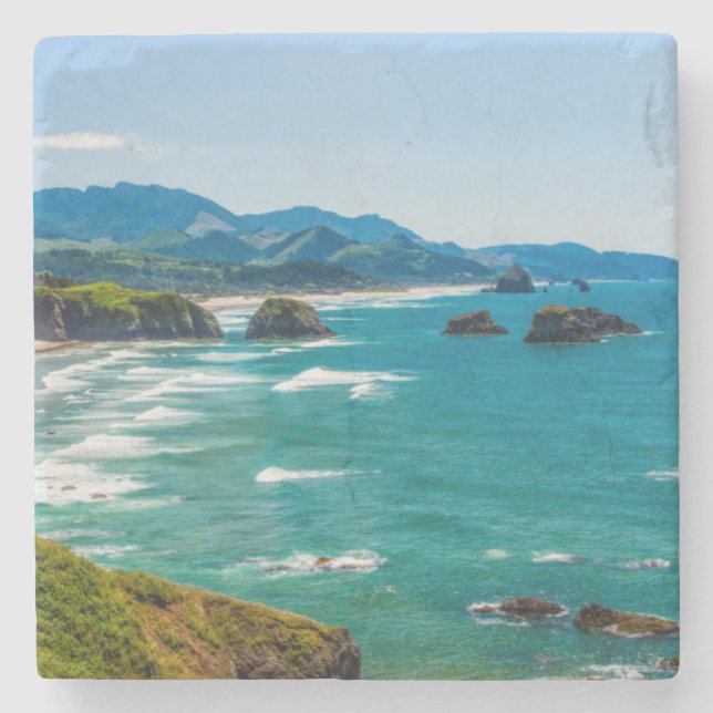 Ecola State Park, Oregon. Panorama över Crescent Underlägg Sten (Framsidan)
