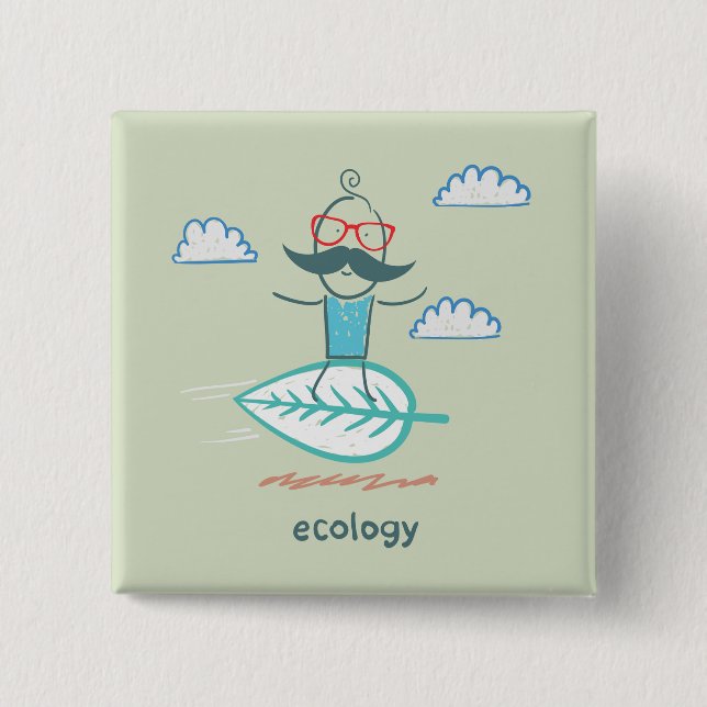 Ecology Surfer Sustainable Life Hipster Knapp (Framsida)