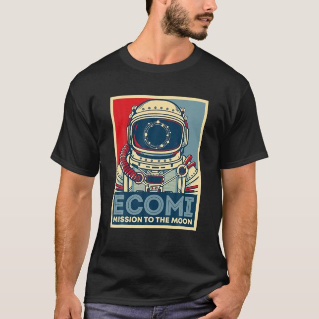 Ecomi Uppdrag till Måne Astronaut OMI Crypto T Shirt (Framsida)