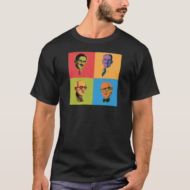 Econ T-tröja - Mises, Hayek, Rothbard, Friedman Tee (Framsida)