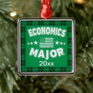 Economics College Student Grönt Play Julafton Julgransprydnad Metall