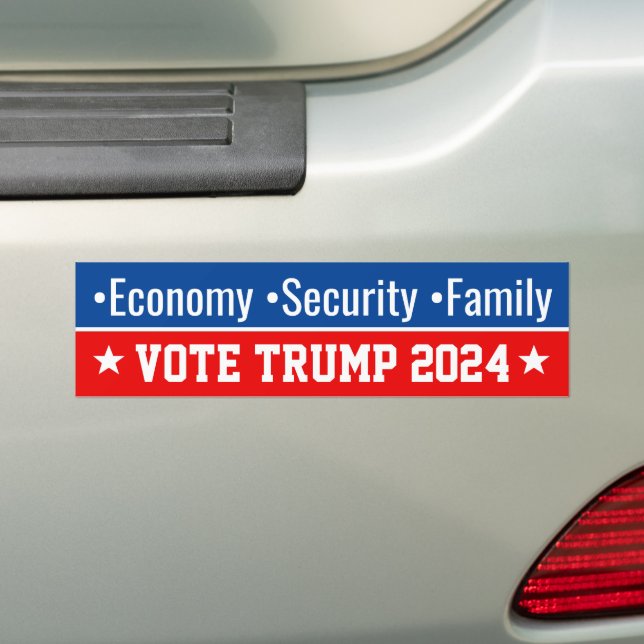 Economy Security Family Pro Donald Trump 2024 Bildekal (På Bil)