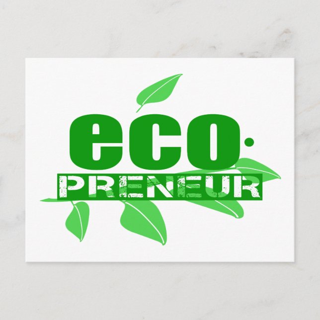 Ecoprenör Med Blad, Gren Och Punkt Bindestreck Vykort (Framsida)