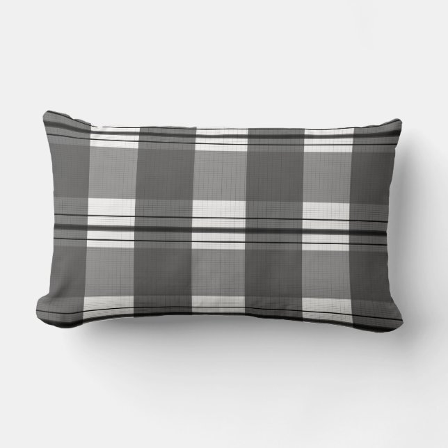 Ecossais scottish noir gris blanc black grey white lumbarkudde (Framsida)