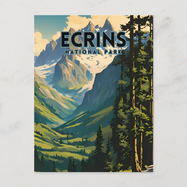 Ecrins National Park Travel Poster Vykort (Framsida)
